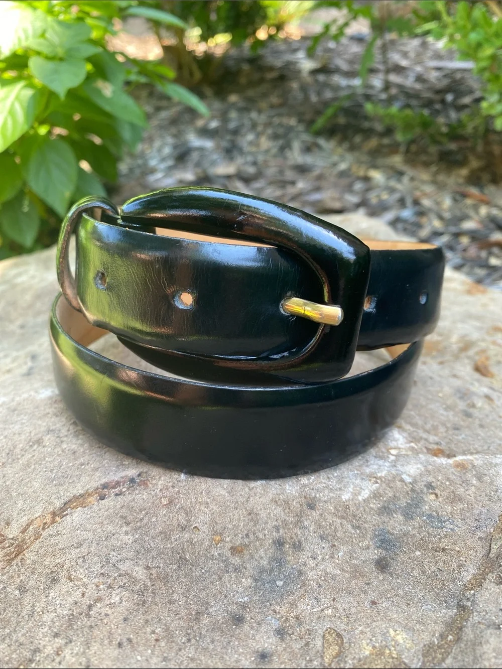 Stanley Korshak Black Leather Belt